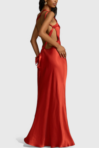 Vestido Maxi Brillante Lucra Con Espalda Descubierta