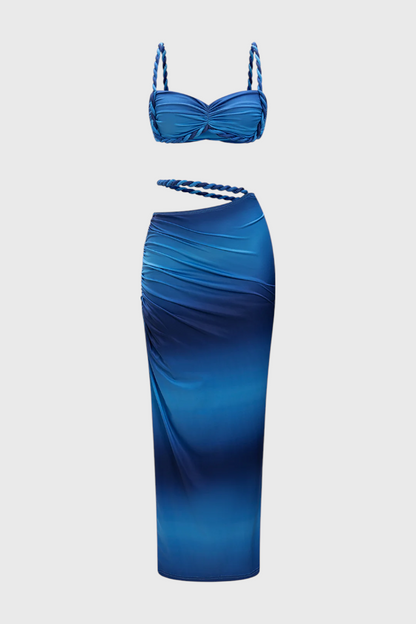 Estela Conjunto Falda Chiffon Plisado Degradado Exclusivo