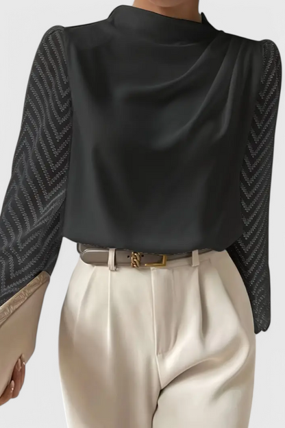 Blusa Elegante Con Manga Transparente Seda Privilegio