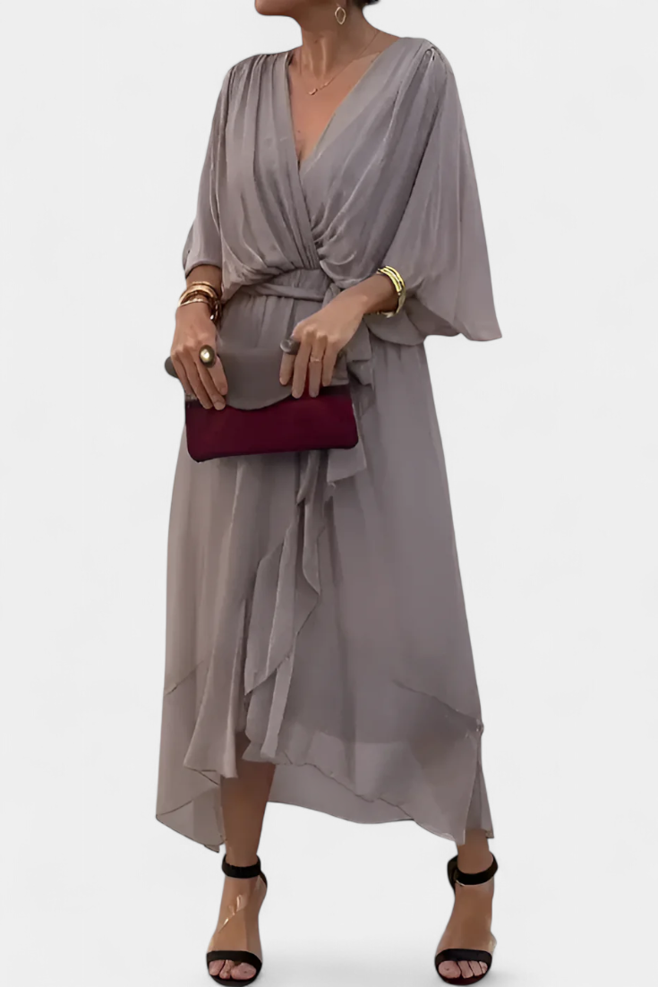 Luisa Vestido Largo Con Escote V Y Corte Flowy Veraniego
