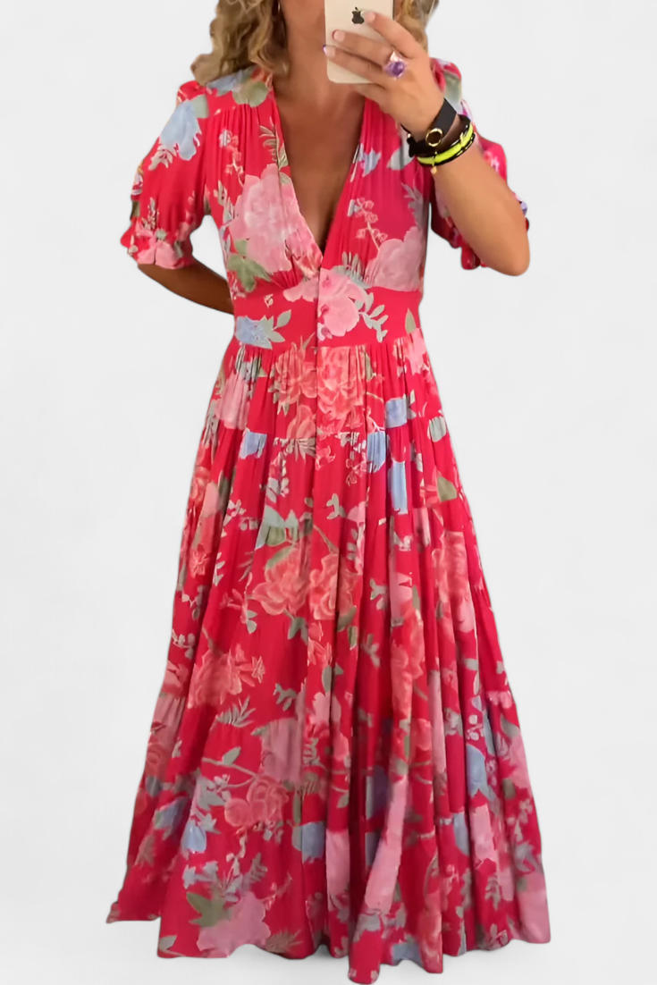 Vestido Floral Con Escote En V Listo Para Brillar Hoy