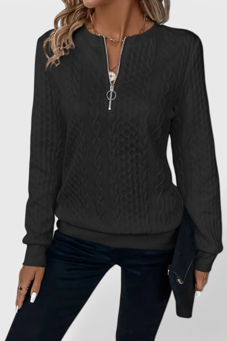 Jersey de Punto Premium Zoey con Cremallera Pulida Exclusiva