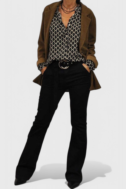 Blusa Jemima Botones Estampado Geométrico Algodón Premium