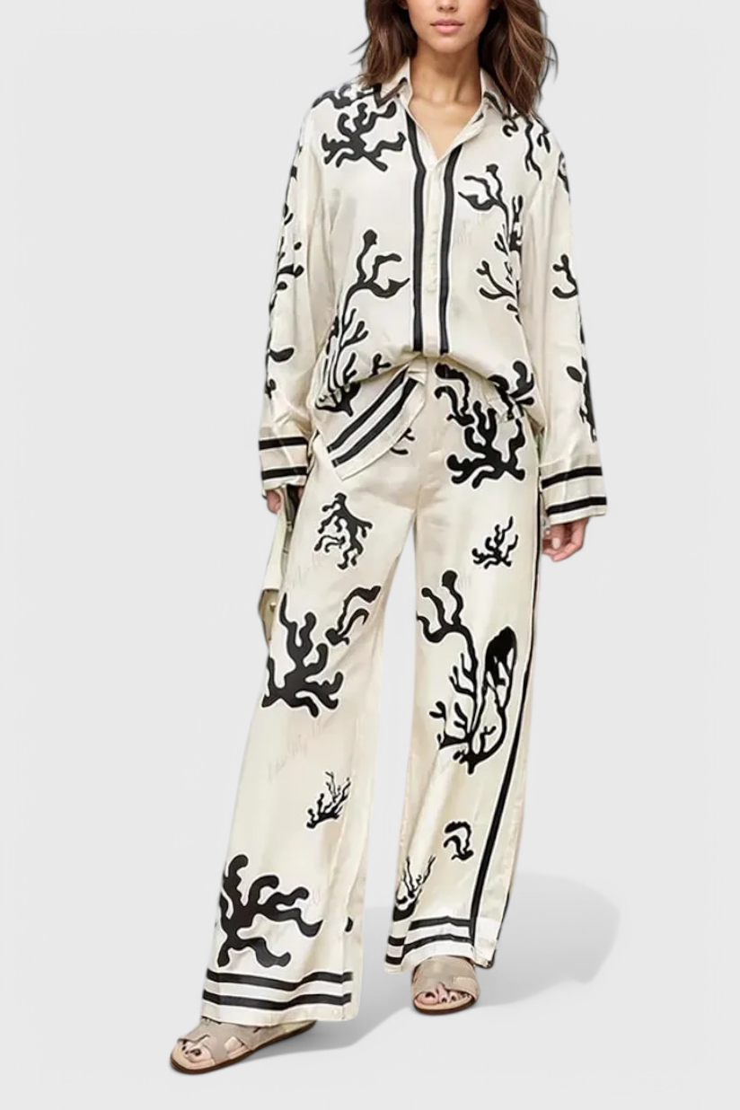 Conjunto Nazaret Pierna Ancha Estampado Artístico Exclusivo