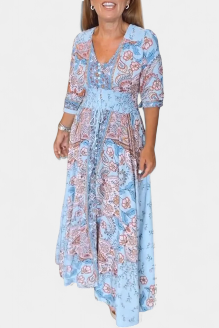 Vestido Verano Dunya Con Escote En V Y Cordón Con Encanto