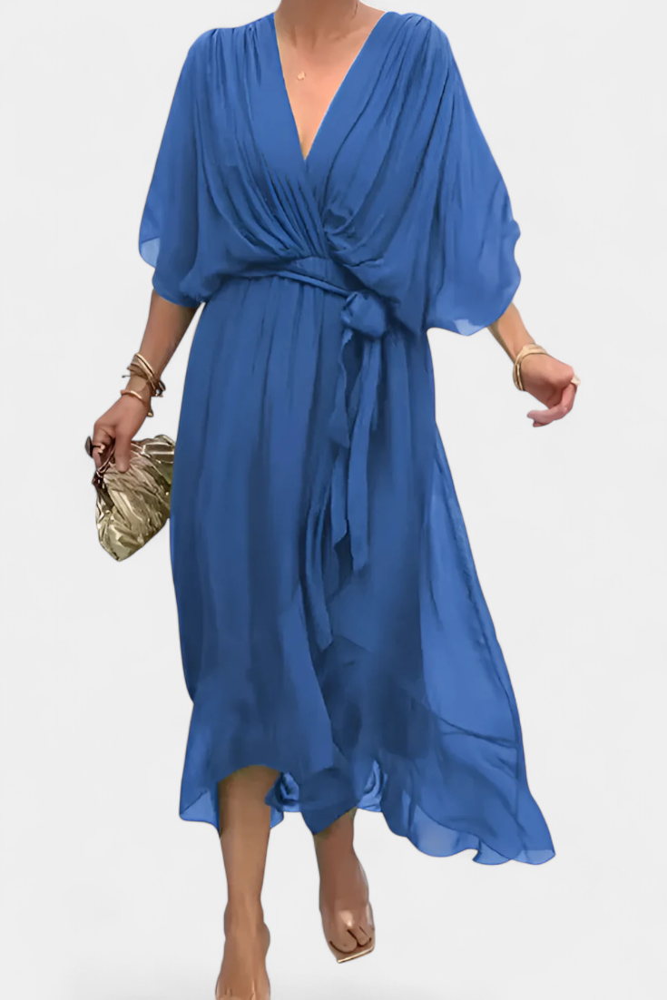 Luisa Vestido Largo Con Escote V Y Corte Flowy Veraniego