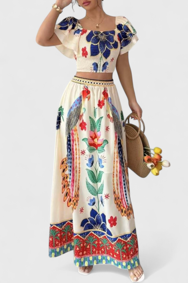 Conjunto Nido de Abeja Estampado Étnico Selecto Boho