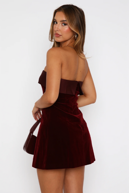 Vestido Ariana Mini Bandeau De Terciopelo Edición Limitada