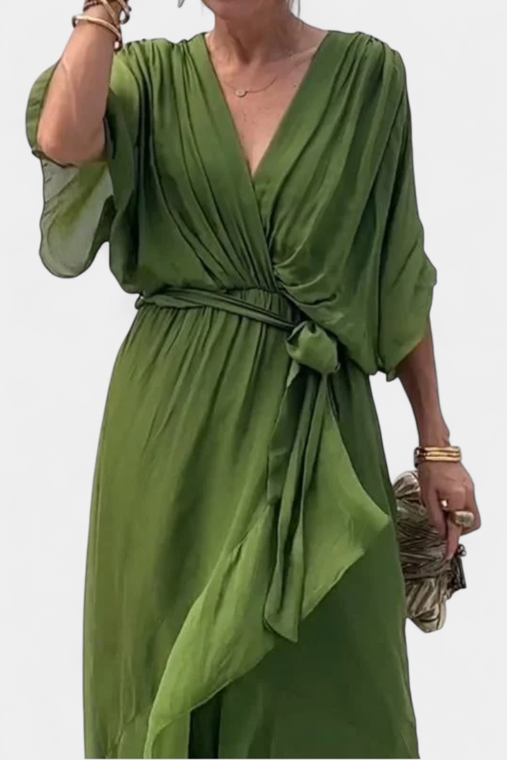 Luisa Vestido Largo Con Escote V Y Corte Flowy Veraniego