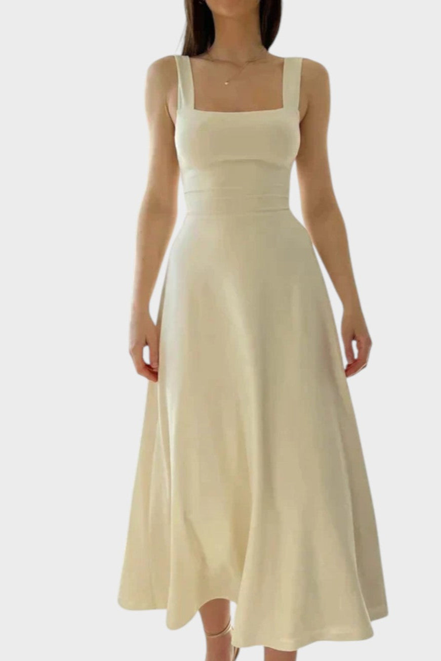 Vestido De Tirantes Entallado Minimalista Con Toque Chic