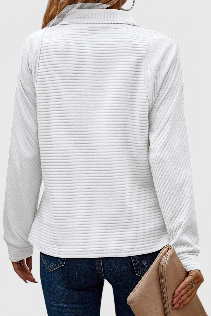Jersey Helene Luxe Cuello En V Con Cremallera Chic Y Moderno