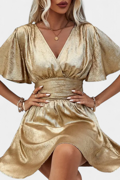 Vestido Seda Adalee Con Escote V Y Cintura Cruzada Muy Chic