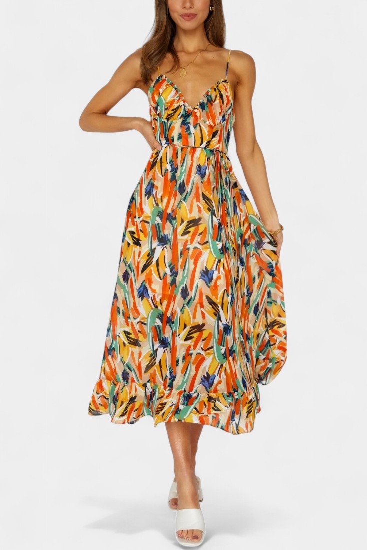 Vestido Midi Impresión Vibrante para Días Brillantes