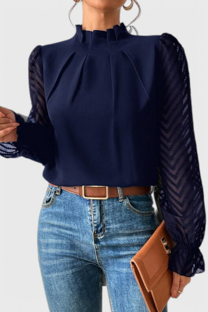 Blusa Helga Manga Larga Náutica Tejido Premium Chic