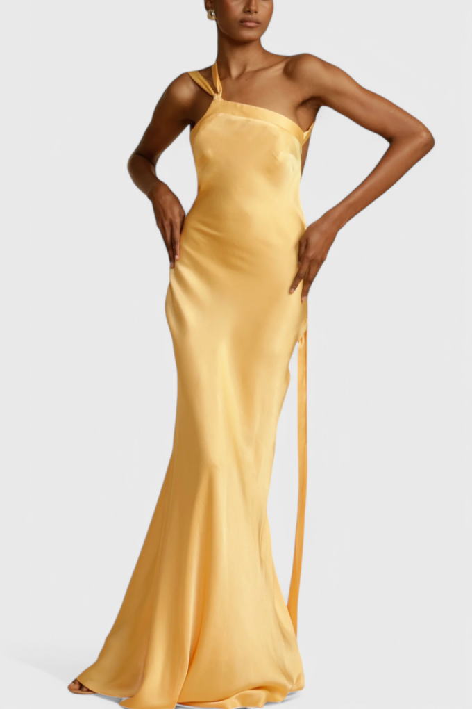 Vestido Maxi Brillante Lucra Con Espalda Descubierta