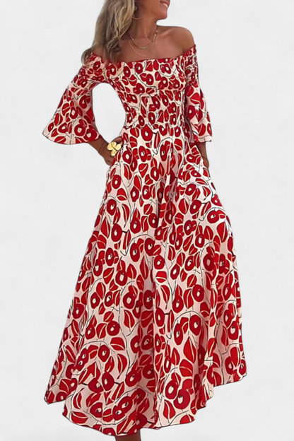 Vestido Floral Edición Limitada Coqueto Escote Off Shoulder