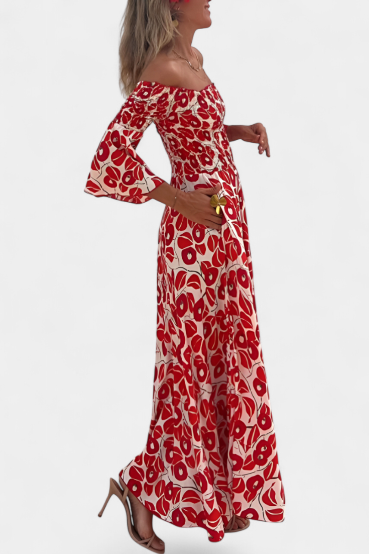 Vestido Floral Edición Limitada Coqueto Escote Off Shoulder