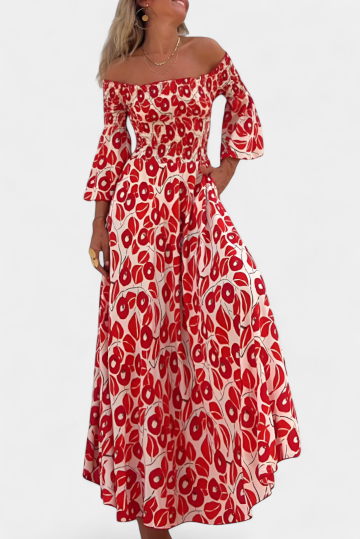 Vestido Floral Edición Limitada Coqueto Escote Off Shoulder