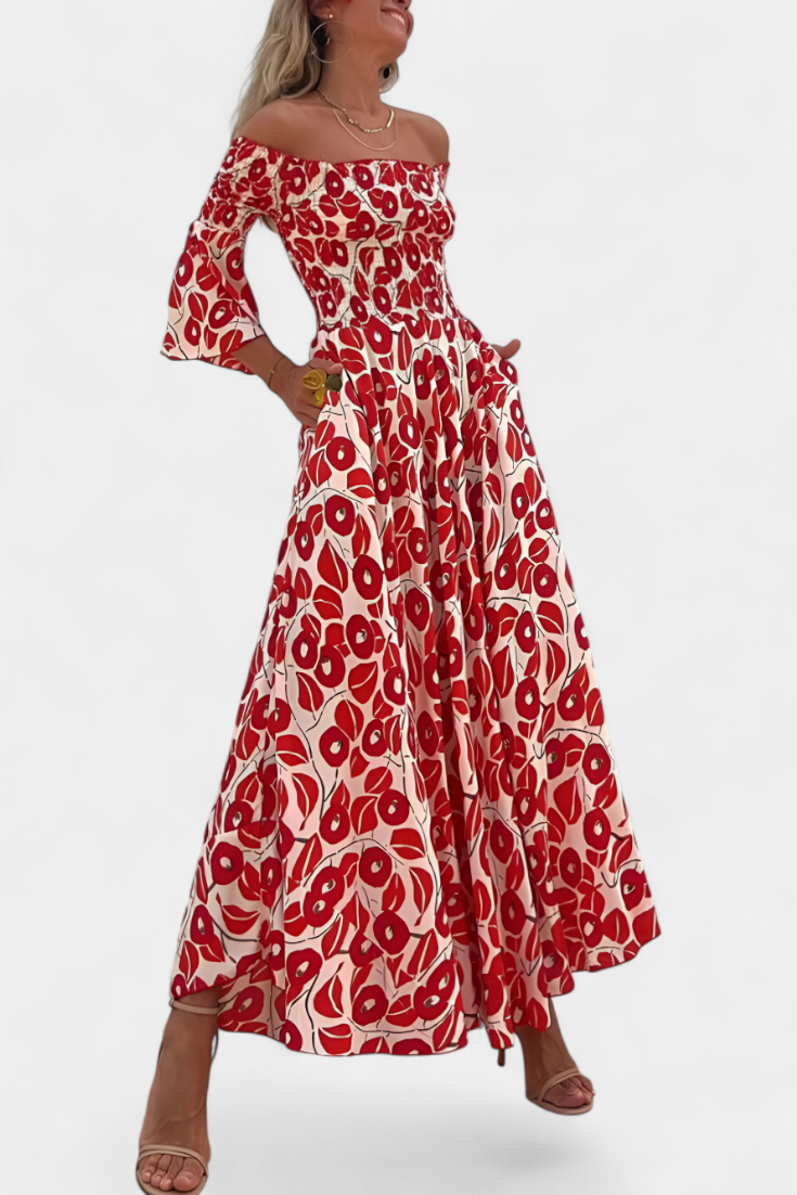 Vestido Floral Edición Limitada Coqueto Escote Off Shoulder