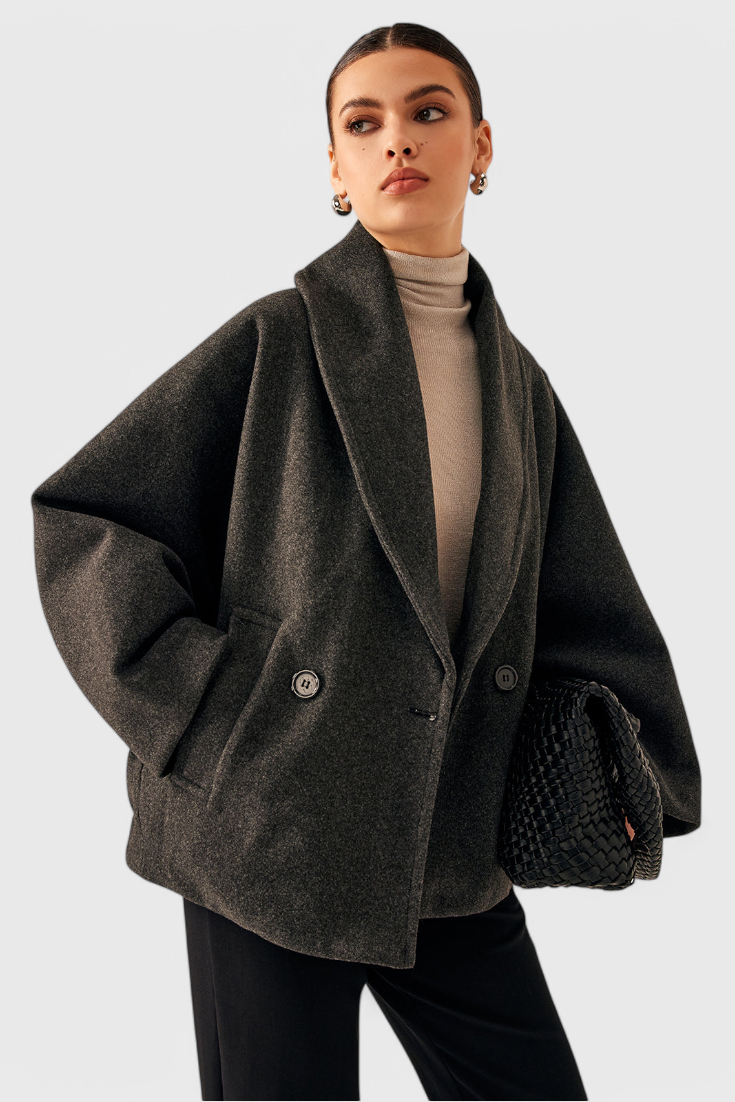 Abrigo Tweed Oversized con Algodón Poliéster Muy Chic