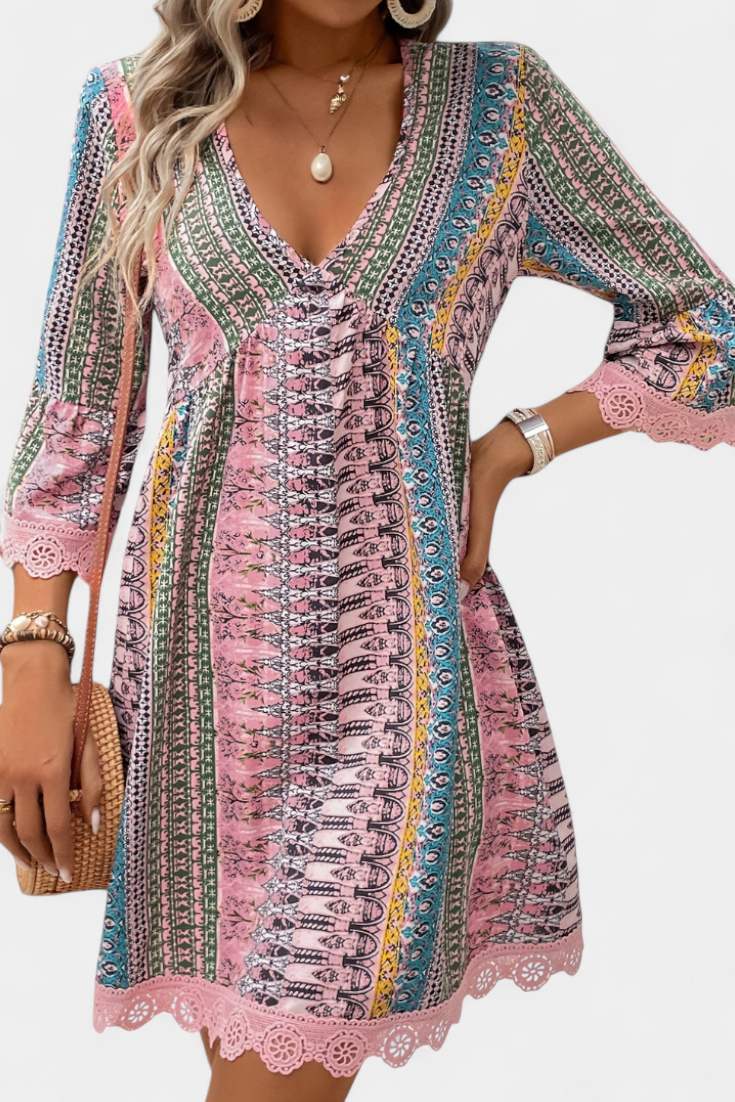 Vestido Boho Chic De Seda Exquisita Axelle Colección