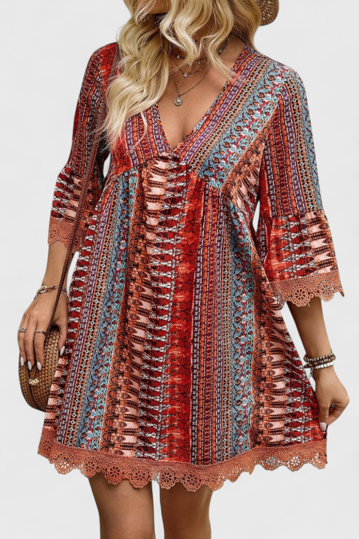 Vestido Boho Chic De Seda Exquisita Axelle Colección