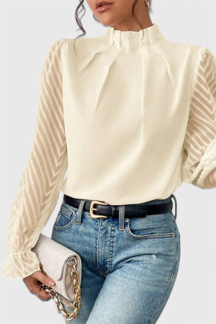 Blusa Helga Manga Larga Náutica Tejido Premium Chic
