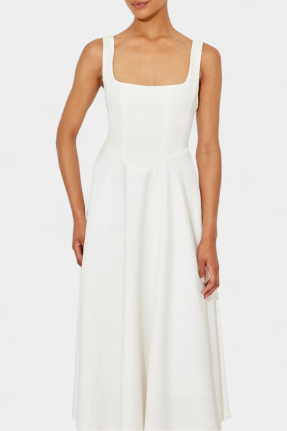 Vestido Mary Midi Aline Sin Mangas Con Escote Cuadrado
