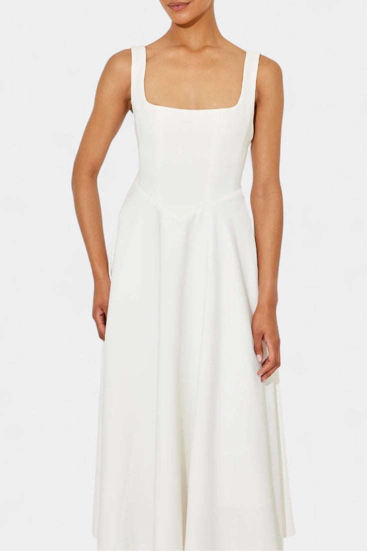 Vestido Mary Midi Aline Sin Mangas Con Escote Cuadrado