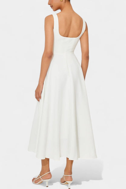Vestido Mary Midi Aline Sin Mangas Con Escote Cuadrado