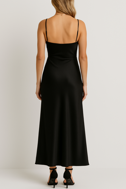 Vestido Seda Elina Brilla Con Escote En V Espagueti