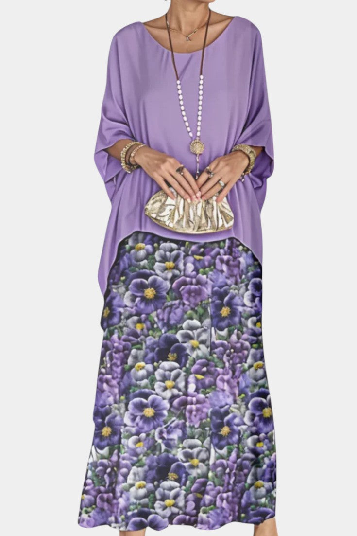 Vestido Maxi Batwing Estampado Caroline Con Flujo Bohemio