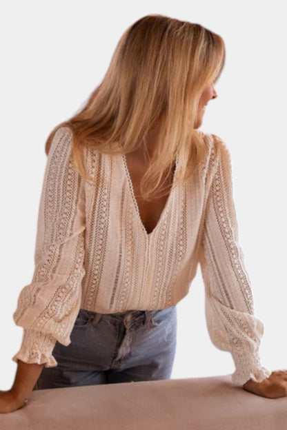 Blusa De Algodón Premium Con Encaje Crochet Ligera Y Chic