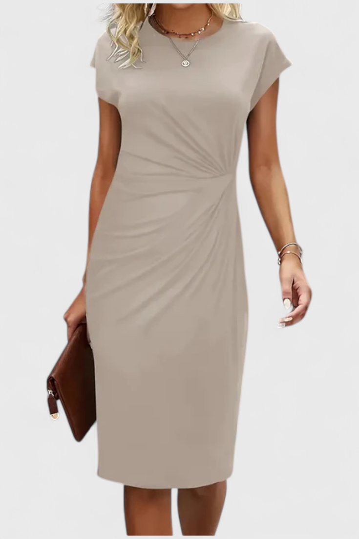 Vestido Midi Atrevido Atemporal Con Cuello Redondo Elegante
