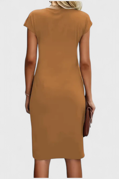 Vestido Midi Atrevido Atemporal Con Cuello Redondo Elegante