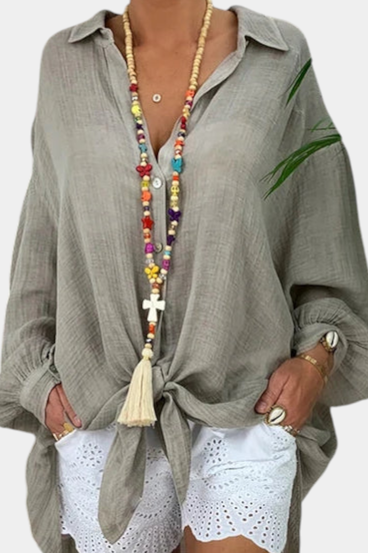 Camisa Oversized Melis Algodón Ligero Estilo Playa Chic