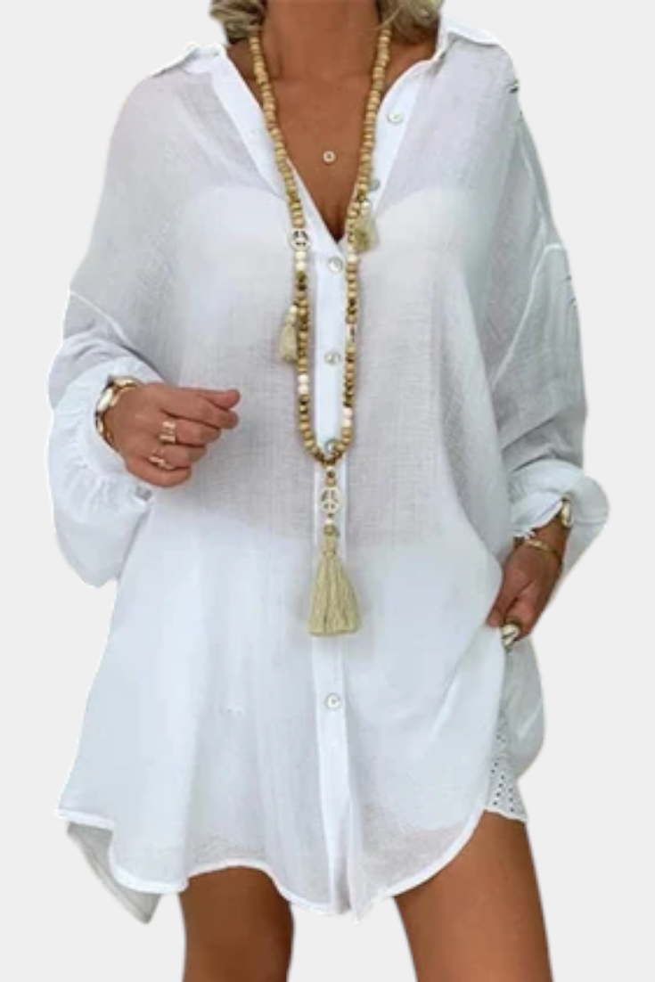 Camisa Oversized Melis Algodón Ligero Estilo Playa Chic