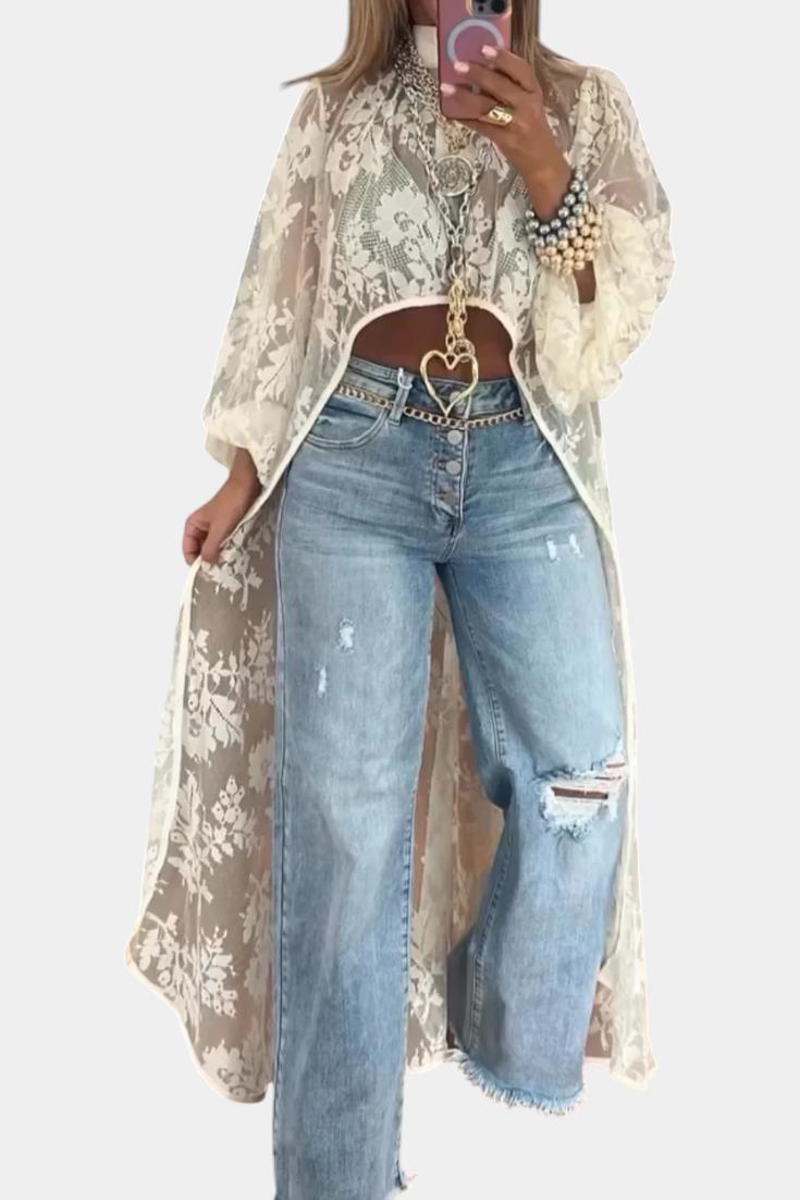 Top Maxi de Encaje Con Detalles Brillantes Edicion Limitada
