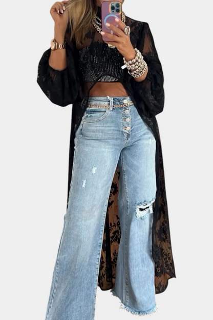 Top Maxi de Encaje Con Detalles Brillantes Edicion Limitada