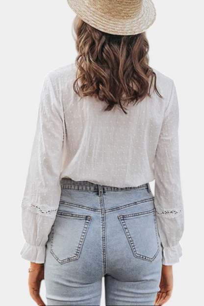 Blusa Susurro De Sauce Con Algodón Y Encaje Volantes