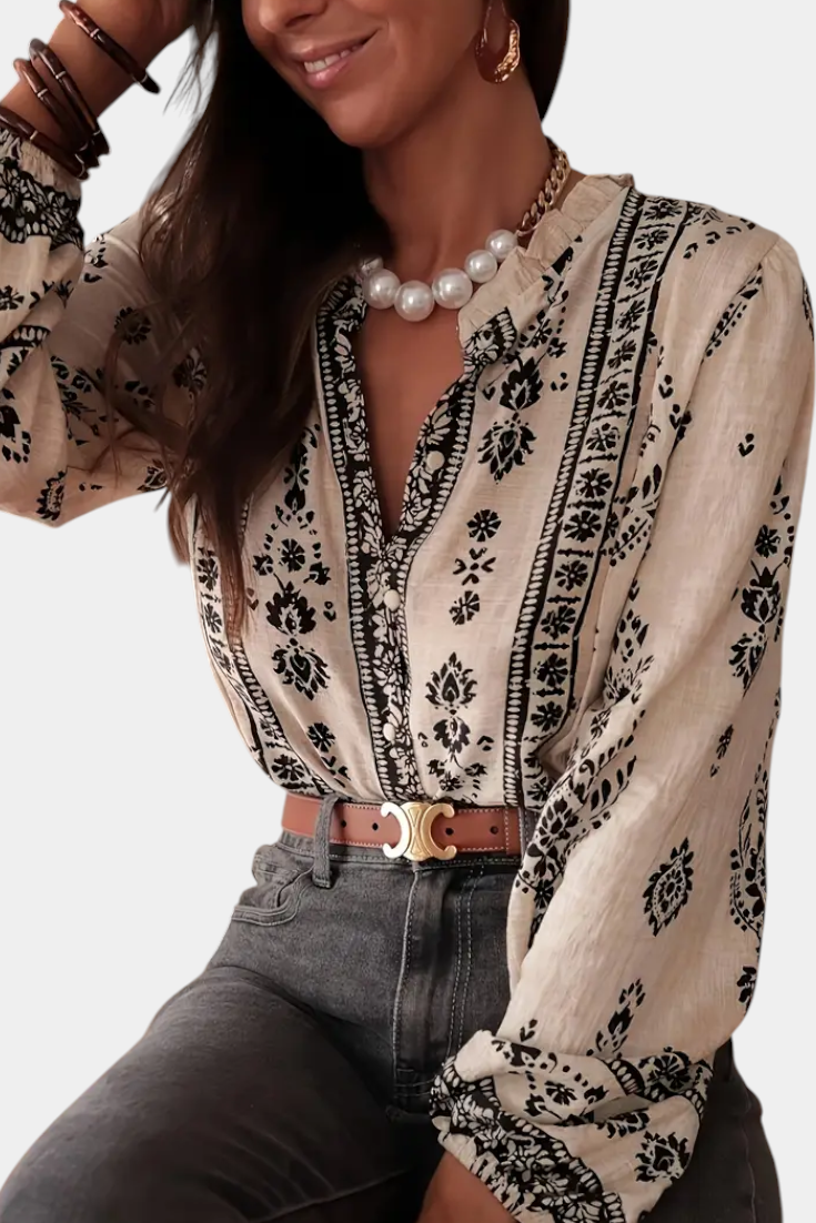 Blusa Wild Sage Poliéster Reciclado Impresiones Intrincadas