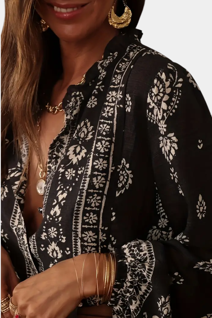 Blusa Wild Sage Poliéster Reciclado Impresiones Intrincadas