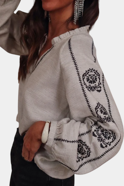 Top Amara de Lino con Bordados Artesanales Chic Exclusiva