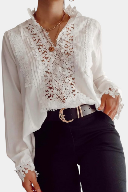Blusa de Encaje Elvira con Bordado Floral Chic Romántica