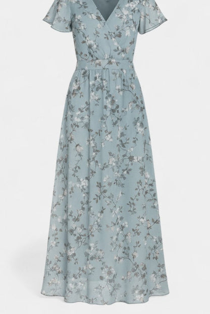 Vestido Maxi Floral Amara Con Escote En V Mangas Aladas