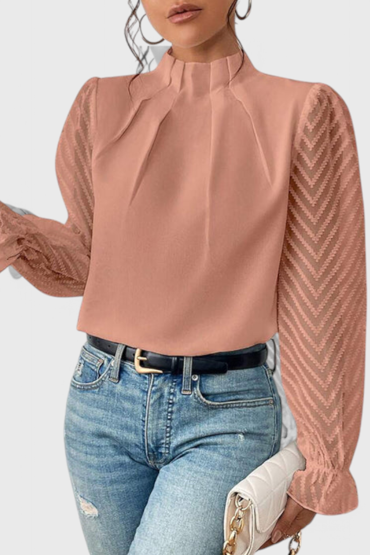 Blusa Helga Manga Larga Náutica Tejido Premium Chic