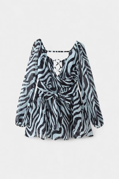 Coqueta Vestido Mini Skylar Con Escote V Y Mangas Vaporosas