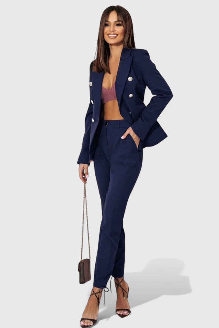 Conjunto Rosalind Blazer Entallado y Pantalones Slim Brilla