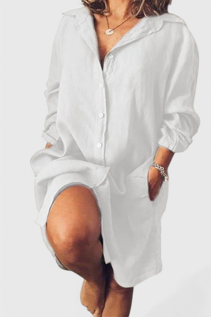 Vestido Camisa De Lino Marlene Silueta Longline Chic