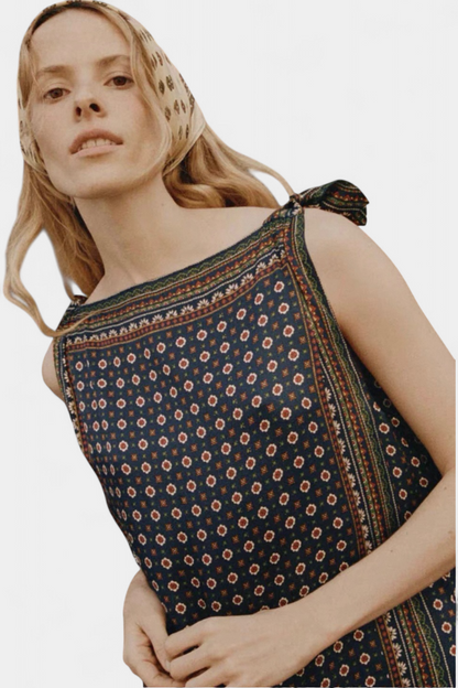 Vestido Mini Montmartre Foulard Seda Simulada Brilla